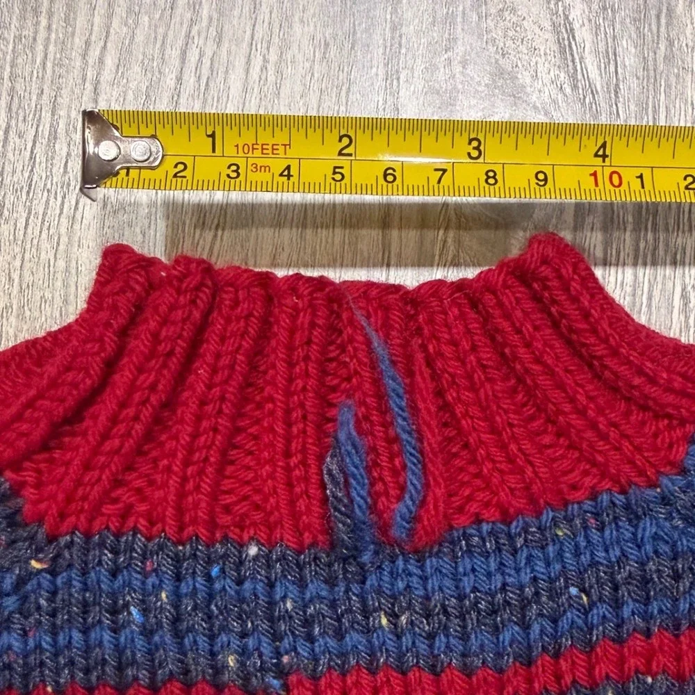 Handmade Kids Knit American Flag Sweater Red Blue Striped Distressed Grannycore